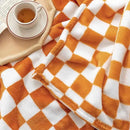 LOMAO Throw Blankets Flannel Blanket with Checkerboard Grid Pattern Soft Throw Blanket for Couch, Bed, Sofa Luxurious Warm and Cozy for All Seasons (Orange, 90"x110") by CozyNest Decor