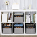 DULLEMELO Canvas Storage Bin with Handles, Fabric Bins for Shelves, Bedroom, Office,Nursery,Fabric Storage Baskets for Toys, Clothes,Gift(Black&Grey,15"x11"x9.5",4-Pack) by TinyTreasures Baby Boutique