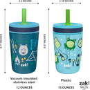 Zak Designs Campout and Camping Kelso Tumbler Set, Leak-Proof Screw-On Lid with Straw, Bundle for Kids Includes Plastic and Stainless Steel Cups with Bonus Sipper, 3pc Set, Non-BPA,15 fl oz by TinyTreasures Baby Boutique