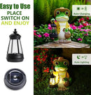 Solar Garden Outdoor Frog Statue 10 inches Tall - with Handheld Lanterns - Detachable - Patio, Balcony, Shelf, Tabletop, Lawn Decoration - Unique Housewarming, Birthday, Thanksgiving, Mom Gifts by GreenHaven Gardens