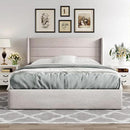 Allewie Full Size Lift Up Storage Bed, Modern Wingback Headboard, Hydraulic Support, No Box Spring Needed, Light Beige by CozyNest Decor