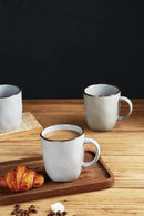 famiware Coffee Mugs Set of 4, Ocean Square 13oz Coffee Cup Set with Handle for Cocoa, Milk, Hot Chocolate, Tea, Water, Stoneware Cups for Kitchen, Microwave and Dishwasher Safe, Grey by CozyNest Decor