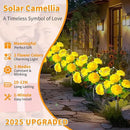 Neporal Solar Flowers Outdoor Waterproof, 4PK 7-Stem Yellow Camellia with 2 Lighting Modes & Romantic Warm Light, Solar Lights Outdoor Decorative for Garden, Yard, Pathway, Gardening Gifts for Women by GreenHaven Gardens
