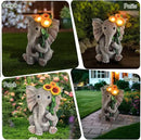Outdoor Sculpture Figurine Statue Elephant Decor,Solar Garden Statues for Patio Home Yard Decor,Good Luck Sunflower Elephant for Women, Mom Gifts Housewarming Gift by GreenHaven Gardens