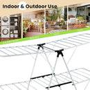 COSTWAY Clothes Drying Rack, Foldable 2-Level Laundry Drying Rack w/Height-Adjustable Wings, 33 Drying Rails & Sock Clips, Standing Large Drying Rack for Clothing, Indoor Outdoor Use by CozyNest Decor
