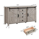 T4TREAM 60'' Farmhouse Dresser Chests for Bedroom w/4 Drawers & Sliding Barn Doors, Tall Chest of Drawers, Rustic Dresser TV Stand,Organizer for Bedroom, Living Room, Light Rustic Oak by TinyTreasures Baby Boutique