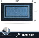 PURRUGS Dirt Trapping Door Mat 34" x 60", Non-Slip/Skid Machine Washable Entryway Rug, Shoes Scraper, Area Rug, Super Absorbent Welcome Mat for Muddy Wet Shoes and Paws, Light Blue & Navy by CozyNest Decor