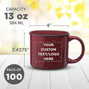 DISCOUNT PROMOS Custom Ceramic Campfire Coffee Mugs 13 oz. Set of 100, Personalized Bulk Pack - Perfect for Tea, Espresso, Cappuccino, Hot Cocoa - Maroon by TinyTreasures Baby Boutique