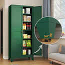 Green Metal Storage Cabinet,75" Steel Cabinets for Home Office, Kitchen Pantry Storage Cabinet with Doors and 5 Adjustable Shelves, Tool Cabinets, for Office, Home, Garage, School by CozyNest Decor