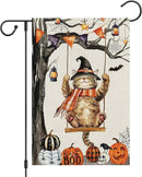 Heyfibro Halloween Cute Cat Swing Garden Flags 12 x 18 Inch Vertical Double Sided Burlap, Pumpkin Skull Bat Yard Flag for Seasonal Fall Thanksgiving Farmhouse Decoration(ONLY FLAG) by GreenHaven Gardens