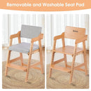 Ezebaby Wooden High Chair, Adjustable Highchair for Toddlers to Teens with Steps, Kids Dining Chair, Study Chair with Removable Cushion (Natural Color) by TinyTreasures Baby Boutique