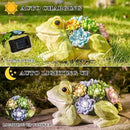 pearlstar Garden Statues, Frog Solar Statue Garden Decor Clearance, Cute Resin Frog Figurines with 7 LED Solar Lights Lawn Decorations for Patio Yard Gifts for Mom Grandma Housewarming by GreenHaven Gardens