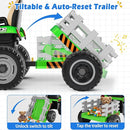 24V Ride On Tractor w/Tiltable & Detachable Trailer, 2x65W Motors, EVA Tires, Remote Control, Bluetooth, Shifter, Music, Electric Car for Kids, Green by TinyTreasures Baby Boutique