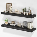 Floating Shelves for Wall, 36" W x 8" D x 1.5" H, Wooden Wall Mounted Display Shelves with Invisible Brackets for Living Room, Bedroom, Bathroom, Kitchen Decor and Storage, Set of 2, Black by CozyNest Decor