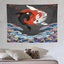 Houselerax Japanese Koi Fish Tapestries, Yin Yang Big Wave Cherry Blossom Tapestry Wall Hanging for Bedroom Living Room Office Decor 80"x60" by CozyNest Decor