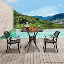 COBANA Patio Bistro Table, 31’’ Round Cast Aluminum Outdoor Dining Retro Side Table with 2’’ Umbrella Hole, Bronze by GreenHaven Gardens