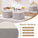 OIAHOMY 13 Kallax Inch Cube Storage Bins, 3-Pack Cotton Rope Woven Baskets for Organizing, Kallax Insert Storage Baskets for Shelves, Baby Nursery, Closet Organizer, 13*13*12.6IN, Grey & White by TinyTreasures Baby Boutique