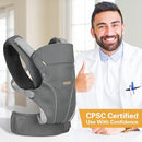 Baby Carrier Newborn to Toddlers - Ergonomic Adjustable Soft Breathable Comfort Infant Carrier for 7-35lbs, Enhanced Support, Easier to Wear (Grey) by TinyTreasures Baby Boutique