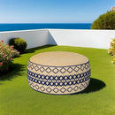 Outdoor Inflatable Ottoman with Air Pump, Embroidery Patio Footrest Stool D21”x H9”, Round Pouf Ottoman with Portable Handle Suitable for Garden, Camping, Bedroom, Living Room by CozyNest Decor