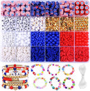 2480pcs President's Independence Day Polymer Clay Beads Charms Friendship Bracelet Necklace Earring Jewelry Making kit, Accessories for Arts Crafts DIY Birthday Gifts for Girls Children American Flag by TinyTreasures Baby Boutique