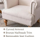 chairus Linen Accent Chair for Living Room Upholstered Mid Century Modern Single Sofa Chair with Solid Wood Legs Comfy Reading Chair Armchair for Bedroom/Office Room/Recption/Lounge, Cream by CozyNest Decor
