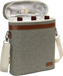 ZORMY 3 Bottle Insulated Wine Tote Cooler Bag, Portable Carrier with Corkscrew Opener and Shoulder Strap for Beach Travel Picnic, Unique Gift for Wine Lovers, Brushed Khaki by TinyTreasures Baby Boutique