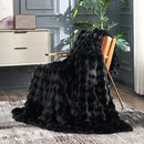 Cozy Bliss Faux Fur Throw Blanket for Couch, Fuzzy Soft Plush Thick Bubble Blanket for Sofa Bedroom Living Room, 50 * 60 Inches Black by CozyNest Decor