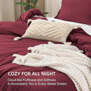Litanika Burgundy Red Comforter Set King Size, 3 Pieces Lightweight Solid Bedding Comforter Set, All Season Fluffy Bed Set (104x90In Comforter & 2 Pillowcases) by CozyNest Decor