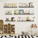 Picture Ledge Shelf, Solid Pine Wood Floating Shelves Set of 2, 24 Inches Nursery Book Shelves for Toys Storage, Kids Bookshelf Wall Mounted for Living Room Bedroom Decor Books Photo Frames, Black by TinyTreasures Baby Boutique