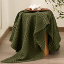 PHF 100% Cotton Waffle Weave Throw Blanket, Soft Lightweight Breathable Cozy Summer Throws for Couch Bed Sofa, Luxury Aesthetic Woven Blanket for Home Decor & Office, 50"x60", Capulet Olive by CozyNest Decor