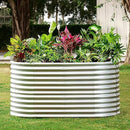 Land Guard 8x4x3ft Oval Galvanized Raised Garden Beds, Large-Capacity Metal Planter Box Outdoor, Durable Deep Raised Garden Bed 3ft Tall, Raised Beds for Gardening Vegetables, Classic Silver by GreenHaven Gardens