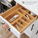 Premium Kitchen Utensils and Junk Drawer Organizer – Small 5-Compartment Design with 4 Removable Dividers, Non-Slip Feet, 100% Sustainable Bamboo, 2 Pack by CozyNest Decor