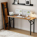 Frylr Small Folding Computer Desk – Portable 55.1 Inch Foldable Laptop Table, Collapsible and Compact for Easy and Fast Setup, Lightweight for Small Spaces, Home Craft and Study Use, Rustic Brown by CozyNest Decor
