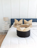 OrganiHaus Woven Laundry Basket, Large Cotton Rope Blanket Holder with Handles, Soft & Sturdy Nursery Hamper, Decorative Toy Bin for Living Room Organization 20x13 inches - Black/Honey by TinyTreasures Baby Boutique