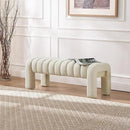 43.3" Bedroom Bench, Upholstered Entryway Bench, Modern End of Bed Ottoman with Solid Wood Legs and Adjustable Foot Pegs for Entryway, Dining Room and Living Room (Beige Linen) by CozyNest Decor