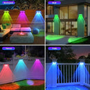 Solar Fence Lights Outdoor - Warm White & RGB 6 Color, Dusk to Dawn Deck Light, IP65 Waterproof Garden Lights for Outside/Backyard/Railing/Step/Patio/Wall (8 pack) by GreenHaven Gardens