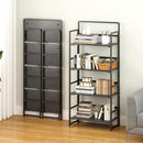 4NM No Assembly Foldable Bookshelf, 4-Shelf Collapsible Bookcase Storage for Small Spaces, 54" H, All Black by CozyNest Decor
