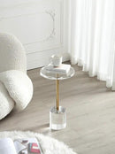 Clear Acrylic End Table,Side Table,Brushed Brass Metal,Round,for Office, Living Room and Bedroom,Easy Assembly,12x12 inch，21.3 inch high by CozyNest Decor