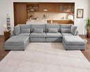 Oversized Modular Sofa, Extra Deep Cloud Chenille Sectional Couch with Ottoman Chaise, Fluffy Chenille 6 Seat U-Shaped Sofa for Living Room, Villa (U Shape 6 Seater, Chenille Grey) by CozyNest Decor