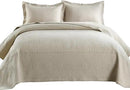 MarCielo 3-Piece 100% Cotton Oversized Bedspread Lightweight Quilt Coverlet Embroidery Farmhouse Bedding Set (TM Khaki Beige, Oversized King (118"x106")) by CozyNest Decor