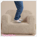 Kids Snuggly-Soft Sherpa Chair, Cuddly Toddler Foam Chair for Boys and Girls, Light Grey by TinyTreasures Baby Boutique
