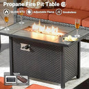 ovios 7 Pieces Patio Furniture Set with 42" Fire Pit Table, Outdoor Wicker Sofa with Swivel Chairs, All Weather High Back Rattan Couch Conversation Set, Orange Red by GreenHaven Gardens