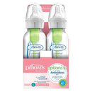 Dr. Brown’s Natural Flow® Anti-Colic Options+™ Narrow Baby Bottles, 8 oz/250ml, with Level 1 Slow Flow Nipple, 4 Pack, Pink/Clear by TinyTreasures Baby Boutique