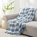 Snuggle Sac Stripe Blue Blankets Luxurious Microfiber Fabric, Reversible Super Soft Bedding Blankets Warm Cozy Knit Fuzzy Plush Blanket for Bed,Couch,Sofa,Living Room, Blue Stripe,60x80 inches by TinyTreasures Baby Boutique