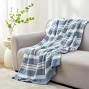 Snuggle Sac Knitted Throw Blanket for Couch, Reversible Super Soft Microfiber Blankets Warm Cozy Knit Fuzzy Plush Lightweight Throws for Sofa, Bed, Camping, Picnic, Stripe Blue, 50 x 60 inches by TinyTreasures Baby Boutique