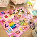 Kids Rugs for Playroom Bedroom Classroom Nursery, Non-Slip and Washable Rugs for Children Toddlers Girls, Educational and Fun Rug Carpets with ABC Alphabet Animals Shapes, 5x7, Pink by CozyNest Decor
