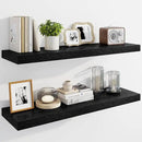 Marsmiles 36" Floating Shelves for Wall, Wooden Shelves with Invisible Brackets Set of 2, Rustic Farmhouse Wall Mounted Shelf for Kitchen Bathroom Living Room Study, Black by CozyNest Decor