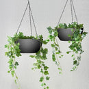 WOUSIWER 13 inch 2Pack Large Hanging Planters for Outdoor Indoor Plants with Drainage Holes and Chain, Round Hanging Flower Pots for Garden Home Porch Decor, Black by GreenHaven Gardens