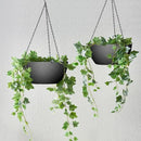 WOUSIWER 13 inch 2Pack Large Hanging Planters for Outdoor Indoor Plants with Drainage Holes and Chain, Round Hanging Flower Pots for Garden Home Porch Decor, Black by CozyNest Decor