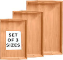 Prosumers Choice Wooden Tray - Light Brown Serving Trays with Handles - Nesting Design for Space Saving - Wooden Serving Tray for Food, Drinks, Snacks - Set of 3 by CozyNest Decor
